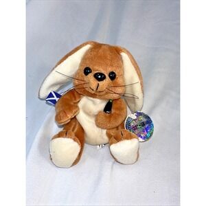 Coca-Cola 1999 Brown White Bunny Plush Stuffed Animal with Holographic Tag